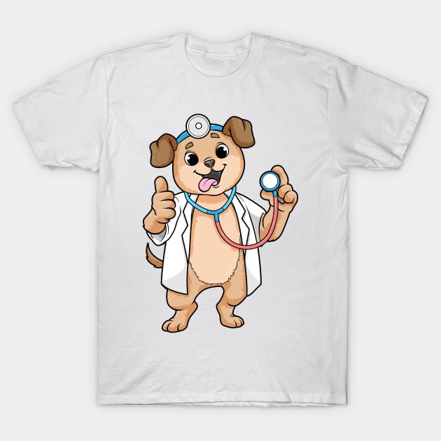 Dog as a Doctor with a Stetoskophe T-Shirt by Markus Schnabel